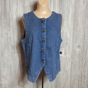 LC Lauren Conrad Blue Denim Longline Vest NWT - Size L